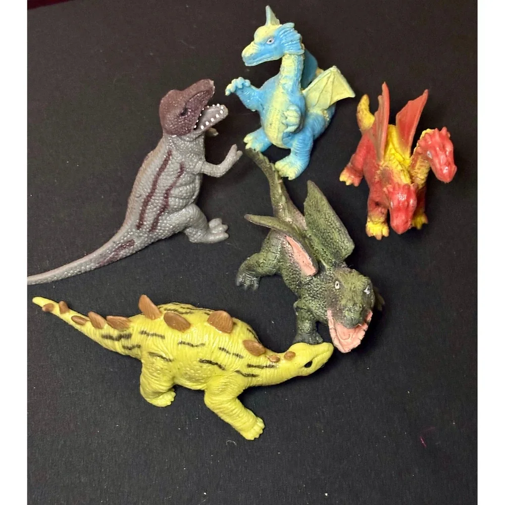 Toy Major 2005 Dragon Dinosaur Figures Lot 9 Squishy Rubber EPS Bead Filled Toys